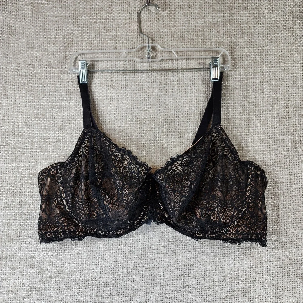 TORRID Curve Black Lace Underwire‎ Balconette Bra Womens 50D Lightweight EUC